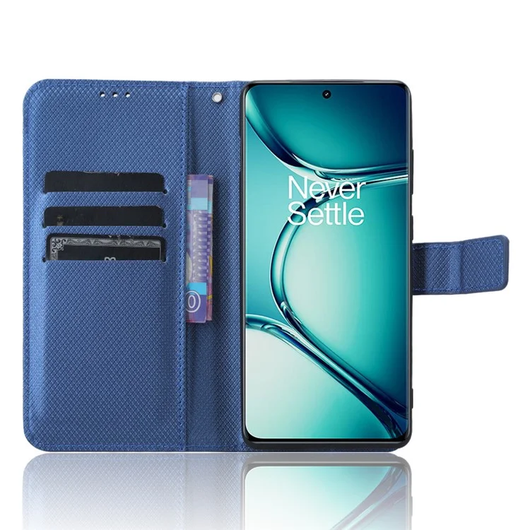 Per OnePlus Ace 2 Pro 5G Custodia Protettiva Cover in Pelle PU con Texture a Diamante e Supporto - Blu