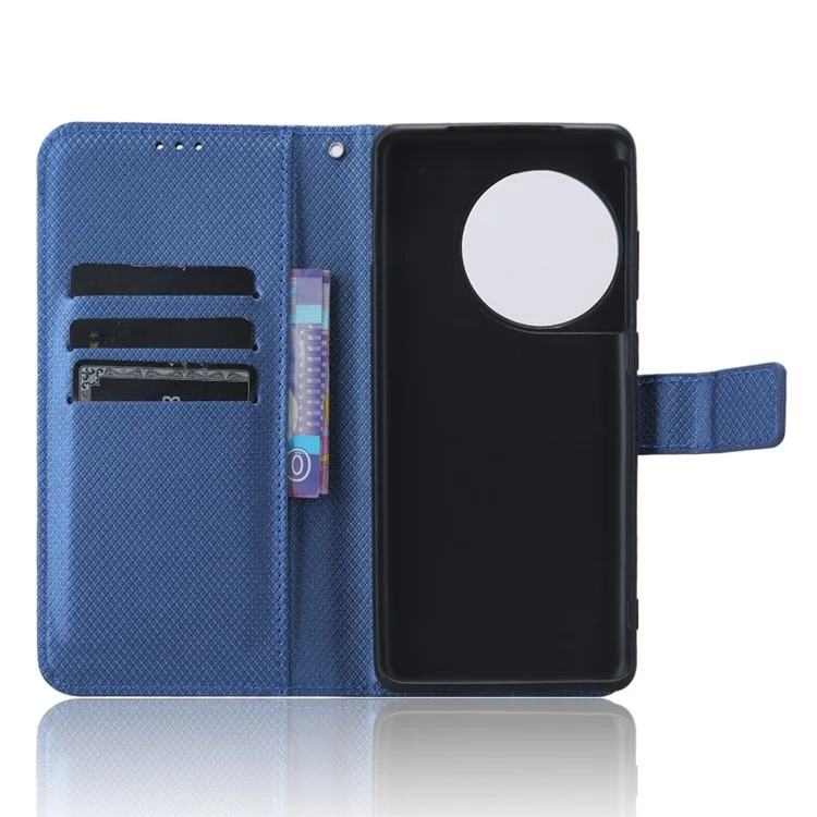 Per OnePlus Ace 2 Pro 5G Custodia Protettiva Cover in Pelle PU con Texture a Diamante e Supporto - Blu