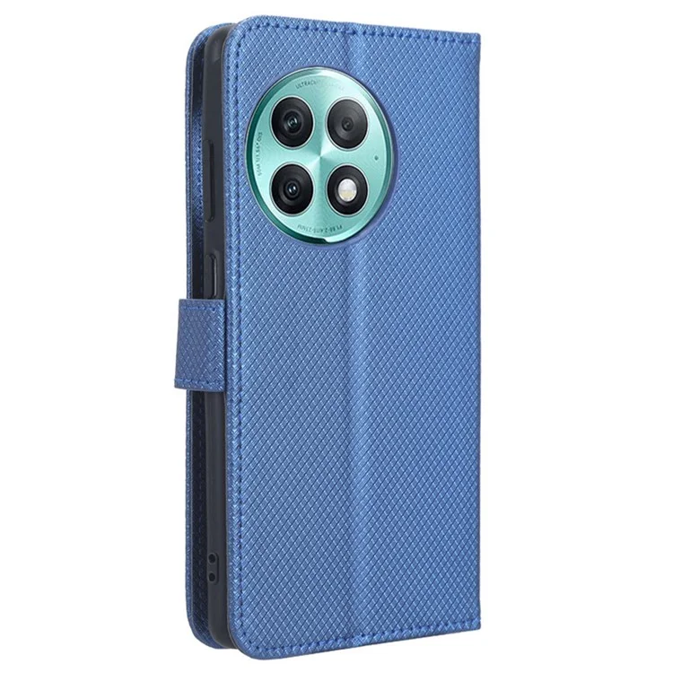 Per OnePlus Ace 2 Pro 5G Custodia Protettiva Cover in Pelle PU con Texture a Diamante e Supporto - Blu