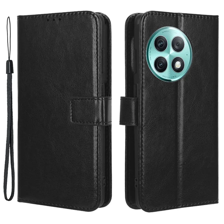 Coque de téléphone anti-chute pour OnePlus Ace 2 Pro 5G Texture en cuir PU Crazy Horse - Support de portefeuille - Noir