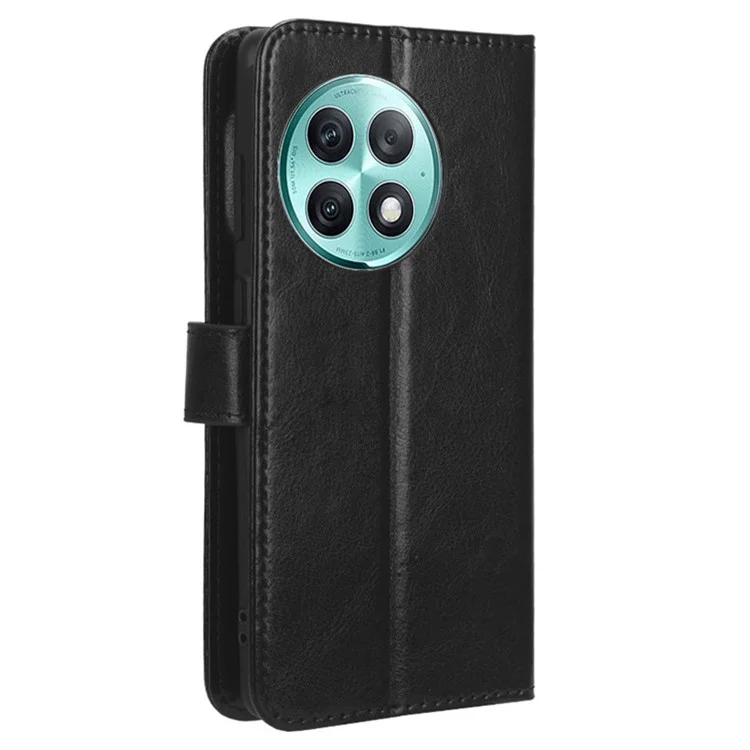 Coque de téléphone anti-chute pour OnePlus Ace 2 Pro 5G Texture en cuir PU Crazy Horse - Support de portefeuille - Noir