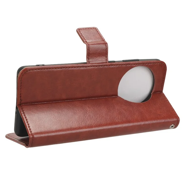 Anti-drop Phone Case for OnePlus Ace 2 Pro 5G Crazy Horse Texture PU Leather Wallet Stand Cover - Brown