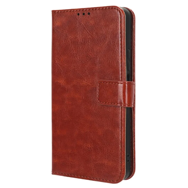 Anti-drop Phone Case for OnePlus Ace 2 Pro 5G Crazy Horse Texture PU Leather Wallet Stand Cover - Brown