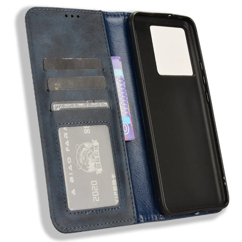 For Xiaomi 13T / 13T Pro / Redmi K60 Ultra Retro PU Leather Wallet Case Magnetic Flip Stand Phone Cover - Blue