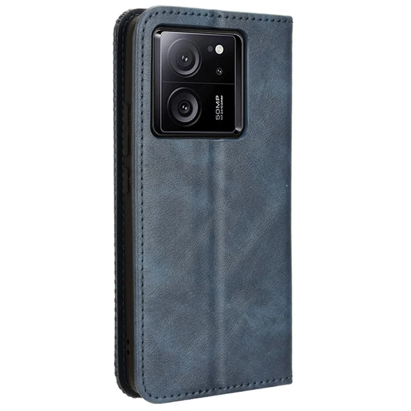 For Xiaomi 13T / 13T Pro / Redmi K60 Ultra Retro PU Leather Wallet Case Magnetic Flip Stand Phone Cover - Blue