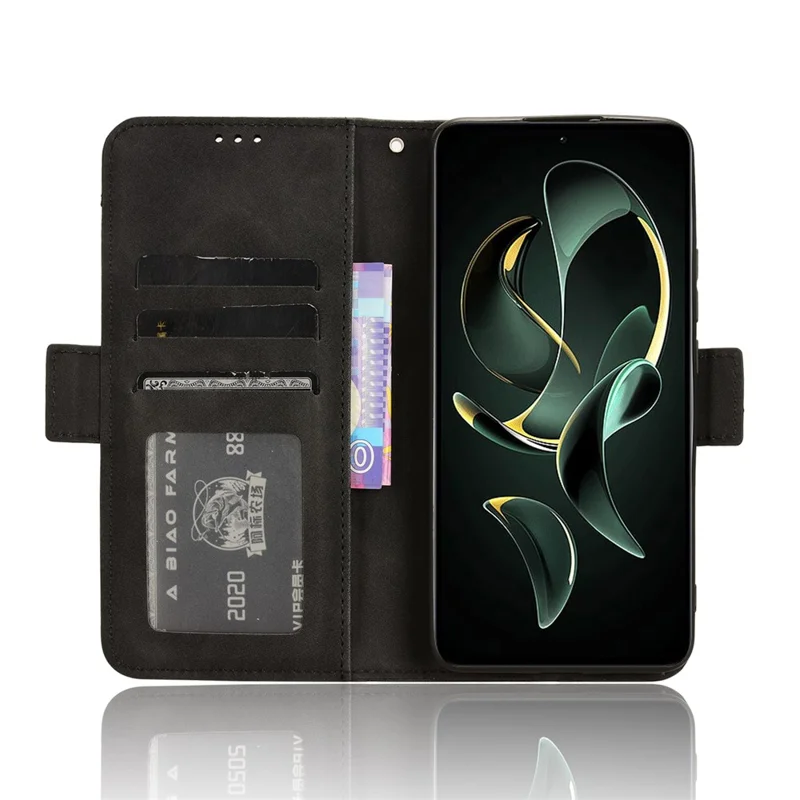Custodia con Slot per Più Carte per Xiaomi 13T / 13T Pro / Redmi K60 Ultra, Caratteristica di Supporto Portafoglio in Pelle PU Protettiva per Telefono - Nero