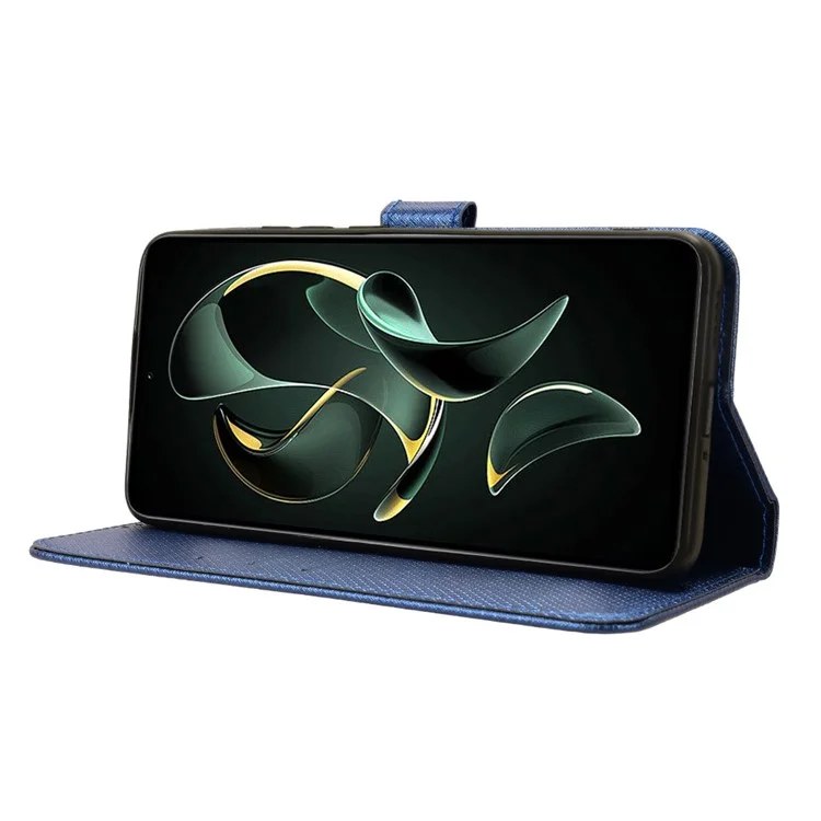 Capa de Proteção para Xiaomi 13T / 13T Pro / Redmi K60 Ultra, Carteira Texturizada de Diamante em Couro PU - Azul