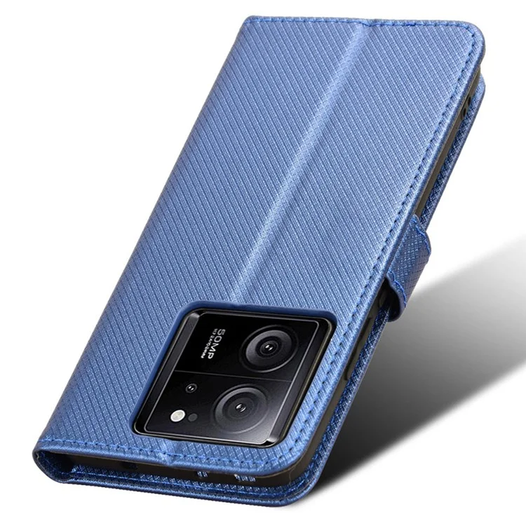 Capa de Proteção para Xiaomi 13T / 13T Pro / Redmi K60 Ultra, Carteira Texturizada de Diamante em Couro PU - Azul
