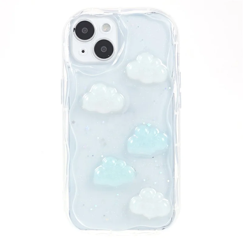 Back Cover for iPhone 13 6.1 inch , 3D Butterfly  /  Cloud Pattern Epoxy TPU Phone Case - Cloud