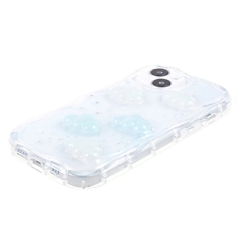 Back Cover for iPhone 13 6.1 inch , 3D Butterfly  /  Cloud Pattern Epoxy TPU Phone Case - Cloud