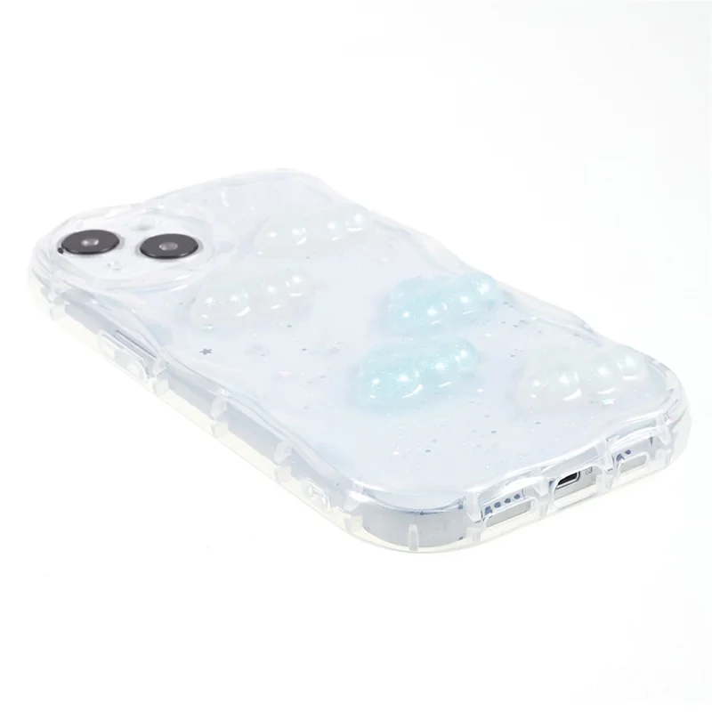 Back Cover for iPhone 13 6.1 inch , 3D Butterfly  /  Cloud Pattern Epoxy TPU Phone Case - Cloud