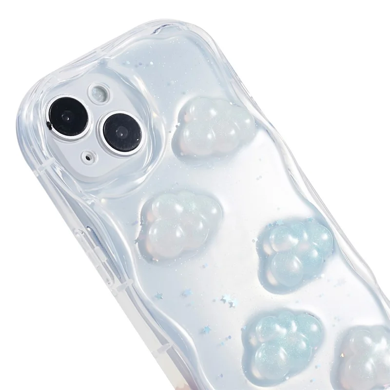 Back Cover for iPhone 13 6.1 inch , 3D Butterfly  /  Cloud Pattern Epoxy TPU Phone Case - Cloud