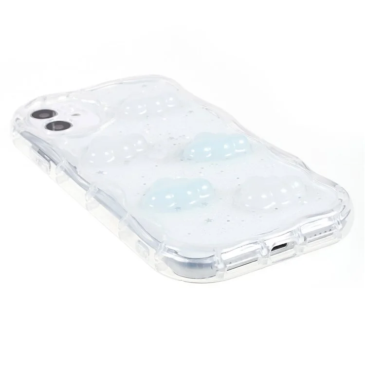 Back Cover for iPhone 12 6.1 inch , 3D Butterfly  /  Cloud Pattern Epoxy Flexible TPU Phone Case - Cloud