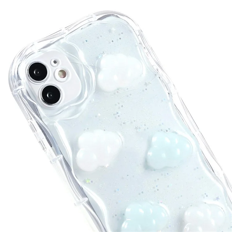 Back Cover for iPhone 12 6.1 inch , 3D Butterfly  /  Cloud Pattern Epoxy Flexible TPU Phone Case - Cloud