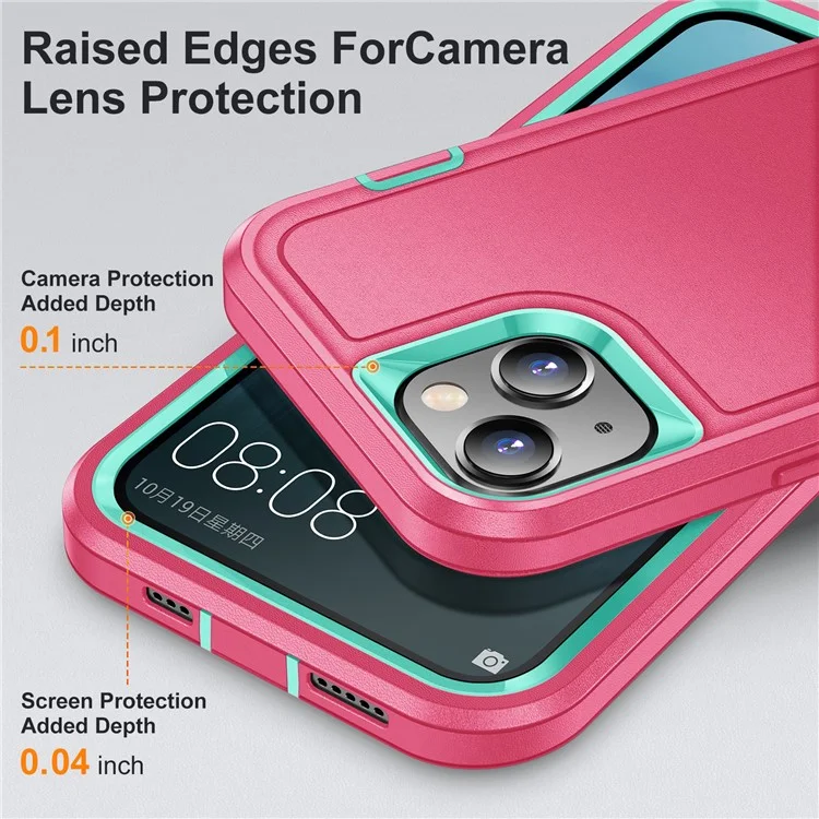 Custodia per iPhone 15 Shockproof Case Anti-Drop Cell Phone Kickstand Cover - Rosa / Ciano