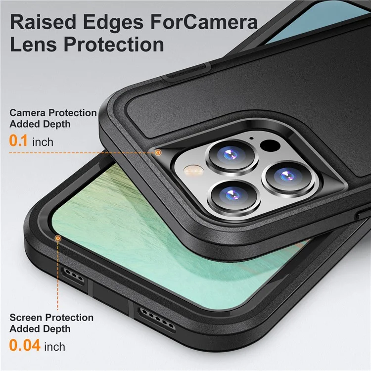 Pour iPhone 15 Pro Max Étui de téléphone antichoc Étui de téléphone cellulaire Couverture PC+TPU avec support - Noir