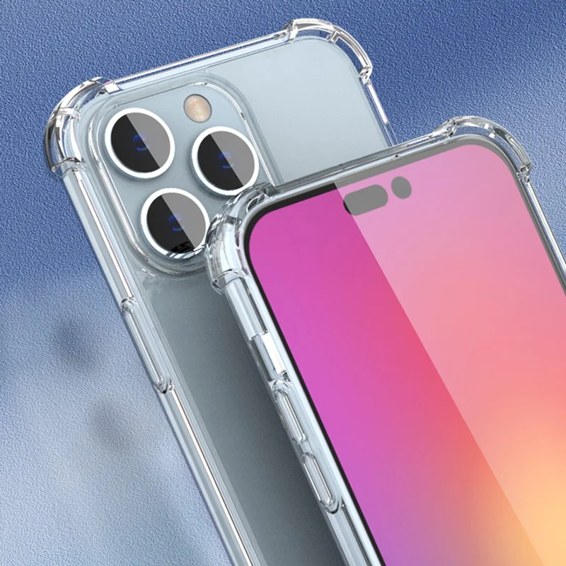 Para iPhone 15 Pro Clear Four Corner Anti-fall TPU Frame + Acrylic Back Cover Phone Case