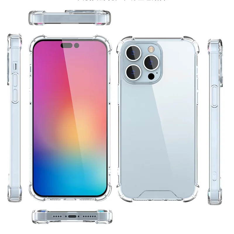 Para iPhone 15 Pro Clear Four Corner Anti-fall TPU Frame + Acrylic Back Cover Phone Case