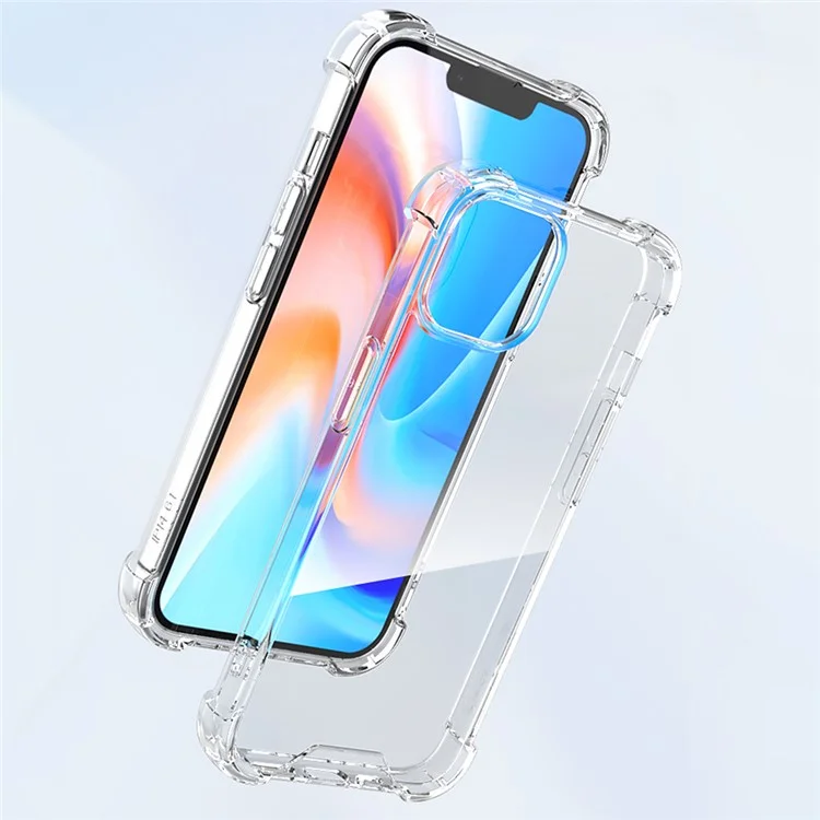 Para iPhone 15 Cuatro Esquinas Transparentes Resistentes a Caídas Funda de Teléfono de Marco de TPU + Cubierta Trasera de Acrílico