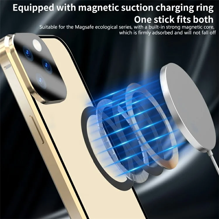 Buckle Lock Phone Cover for iPhone 15 Plus Magnetic Metal Frame + Dual-Sided Tempered Glass Case Compatible with MagSafe - Gold