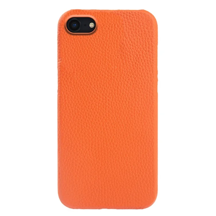 Per iPhone 7 / 8 / SE (2020) / SE (2022) Custodia magnetica per telefono in vera pelle di mucca + guscio in PC a copertura incompleta con textura in litchi - Arancione