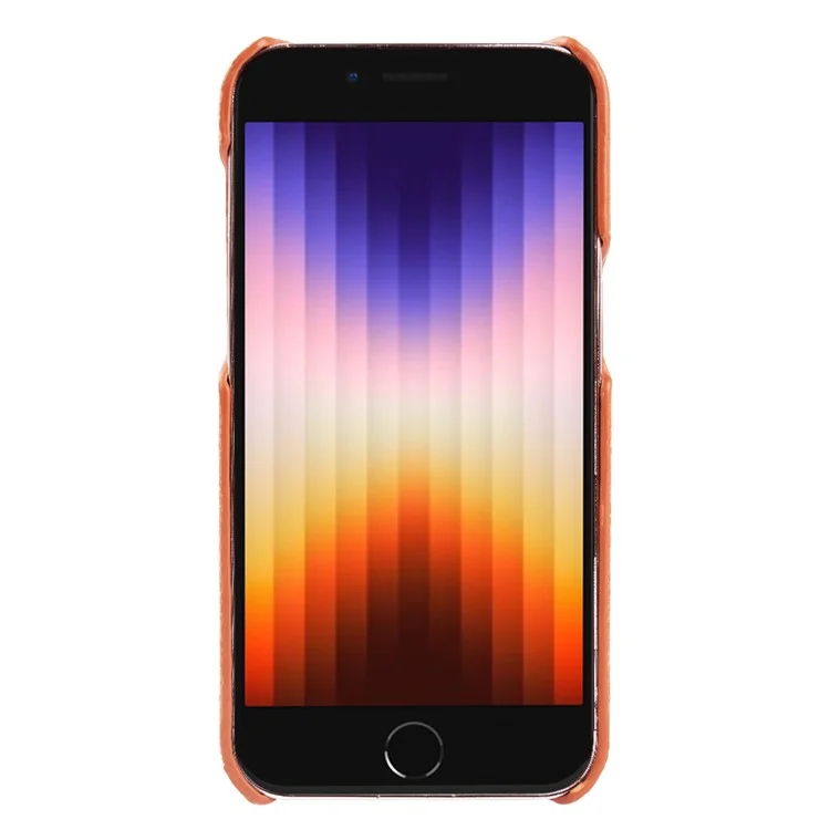Per iPhone 7 / 8 / SE (2020) / SE (2022) Custodia magnetica per telefono in vera pelle di mucca + guscio in PC a copertura incompleta con textura in litchi - Arancione