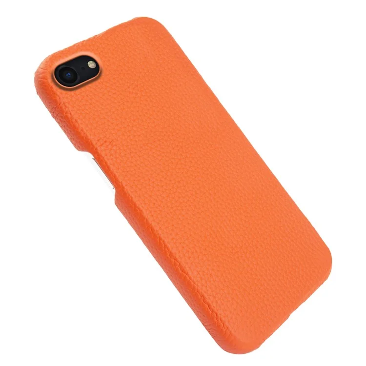 Per iPhone 7 / 8 / SE (2020) / SE (2022) Custodia magnetica per telefono in vera pelle di mucca + guscio in PC a copertura incompleta con textura in litchi - Arancione