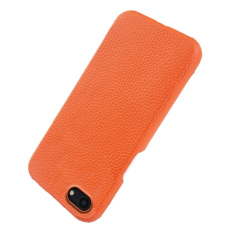 Per iPhone 7 / 8 / SE (2020) / SE (2022) Custodia magnetica per telefono in vera pelle di mucca + guscio in PC a copertura incompleta con textura in litchi - Arancione
