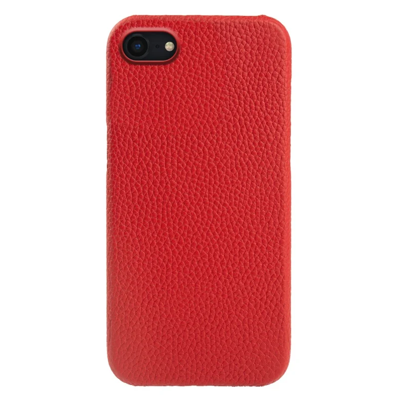 Pour iPhone 7 / 8 / SE (2020) / SE (2022) Incomplete Cover Genuine Cow Leather+PC Shell Litchi Texture Magnetic Phone Case - Rouge