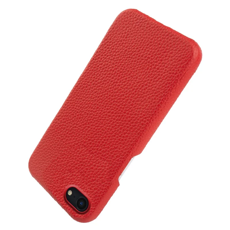Pour iPhone 7 / 8 / SE (2020) / SE (2022) Incomplete Cover Genuine Cow Leather+PC Shell Litchi Texture Magnetic Phone Case - Rouge