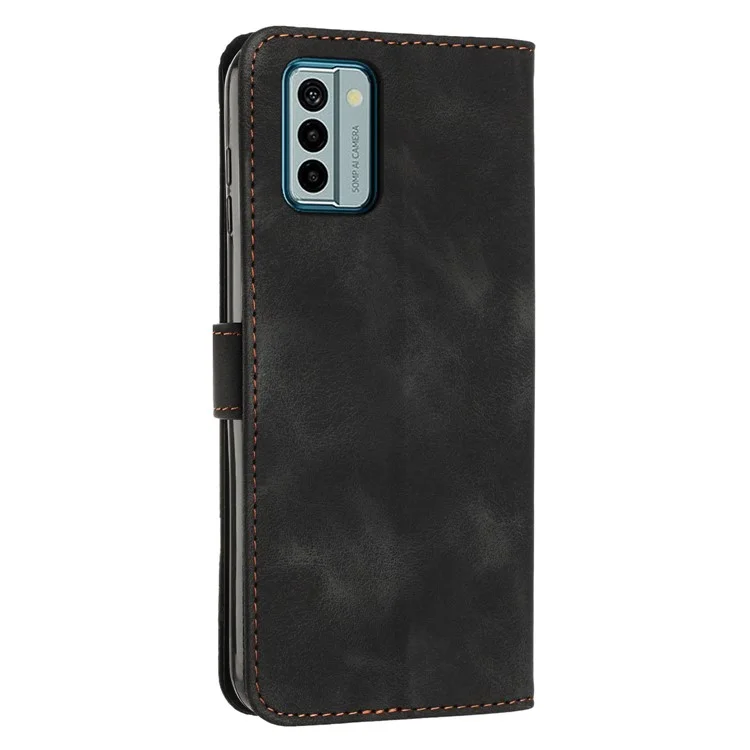 PU Leather Phone Cover for Nokia G22 , Triangle Imprinted Phone Case with Stand Wallet - Black