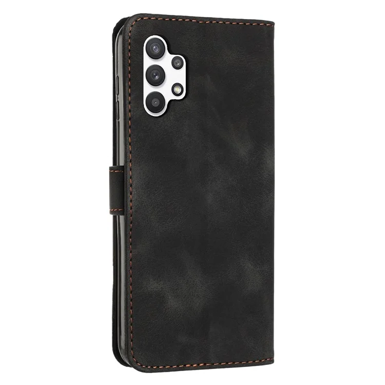 Wallet PU Leather Phone Case for Samsung Galaxy A13 4G , Stand Triangle Imprinted Phone Cover - Black