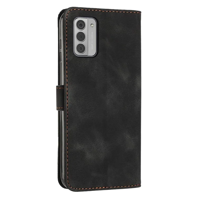 For Nokia G42 Slim-Fit PU Leather Case Phone Shell Stand Wallet Triangle Imprinted Phone Cover - Black