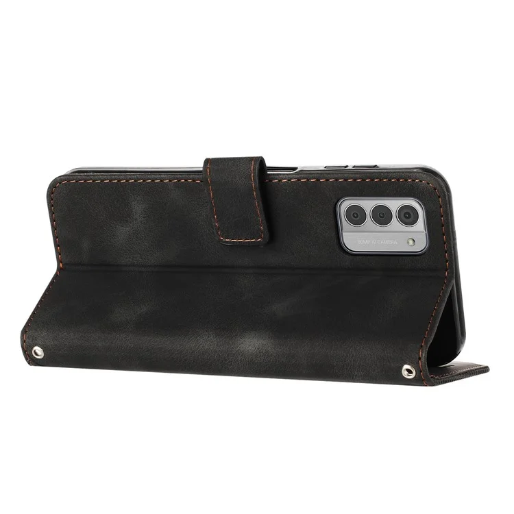 For Nokia G42 Slim-Fit PU Leather Case Phone Shell Stand Wallet Triangle Imprinted Phone Cover - Black