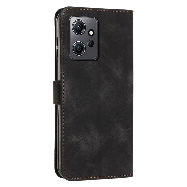 Funda de piel de poliuretano para Xiaomi Redmi Note 12 4G, cubierta de teléfono con billetera y soporte, con diseño de triángulo - Negro