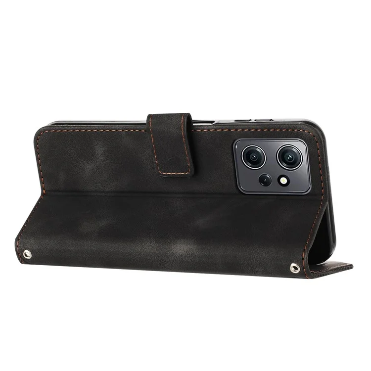 Funda de piel de poliuretano para Xiaomi Redmi Note 12 4G, cubierta de teléfono con billetera y soporte, con diseño de triángulo - Negro