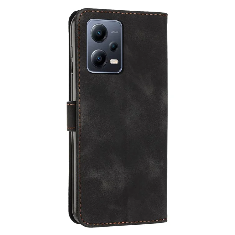 Custodia per telefono per Xiaomi Redmi Note 12 Pro+ 5G, Pelle PU Triangolare Stampata Custodia Portafoglio con Supporto - Nero