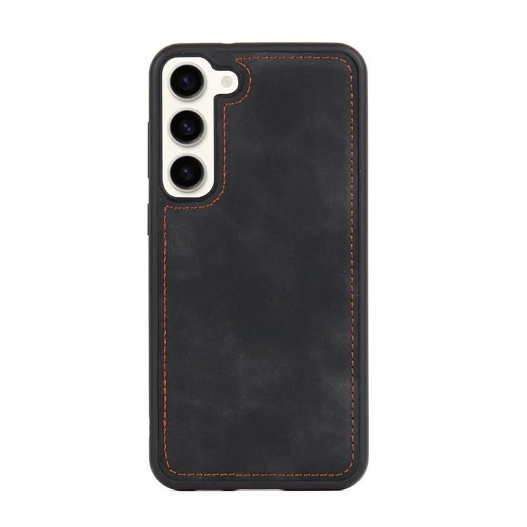 MEGSHI H1 Series For Samsung Galaxy S23 Detachable 2-in-1 Anti-drop Wallet Case Leather Phone Cover with Wrist Strap - Black