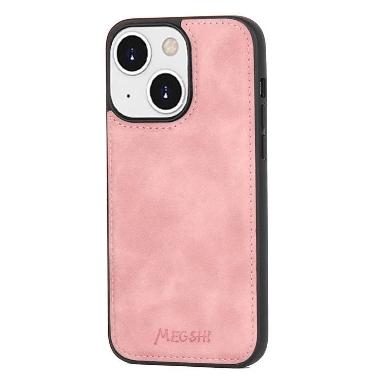 MEGSHI H1 Series For iPhone 15 Plus Bump Proof Detachable 2-in-1 Wallet Case PU Leather Phone Cover with Wrist Strap - Pink