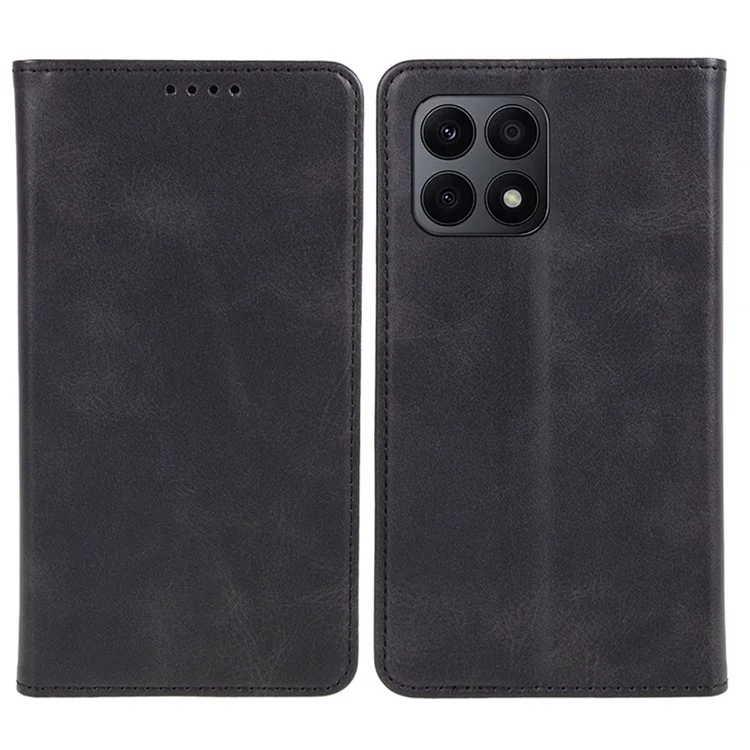 For Honor X8a 5G Estilo Empresarial Funda de Piel Sintética de Cuero con Textura de Ternera, Cierre Magnético y Soporte - Negro