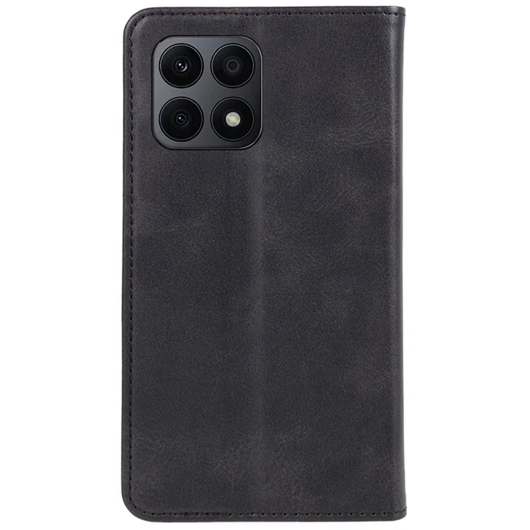 For Honor X8a 5G Estilo Empresarial Funda de Piel Sintética de Cuero con Textura de Ternera, Cierre Magnético y Soporte - Negro