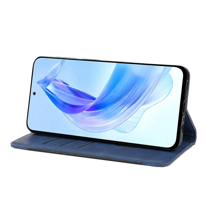 For Honor 90 Lite 5G/X50i 5G Shockproof Skin-touch Cell Phone Leather Case Wallet Phone Stand Cover - Blue