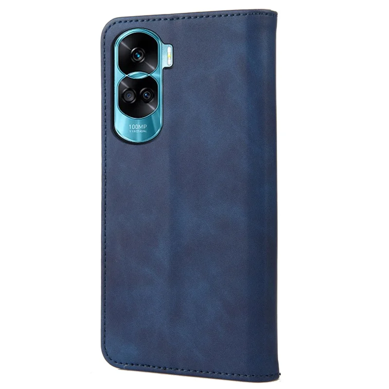 For Honor 90 Lite 5G/X50i 5G Shockproof Skin-touch Cell Phone Leather Case Wallet Phone Stand Cover - Blue