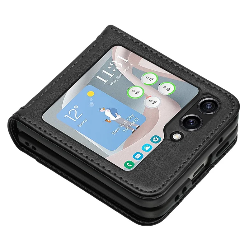 For Samsung Galaxy Z Flip5 5G Phone Case Imprinted Butterflies PU Leather Coated PC Cover - Black