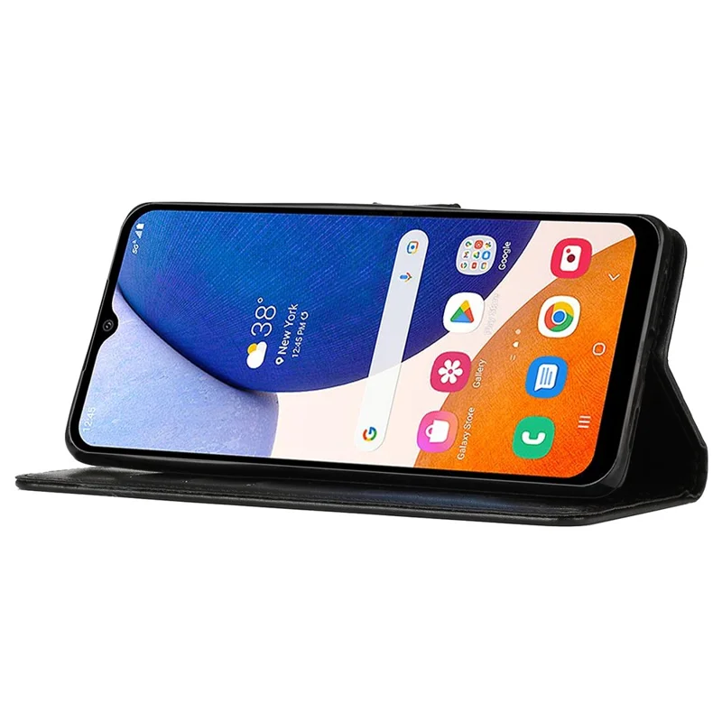 For Samsung Galaxy Z Fold5 5G Imprinted Butterflies Anti-scratch Phone Case PU Leather Wallet Cover Stand with Strap - Black