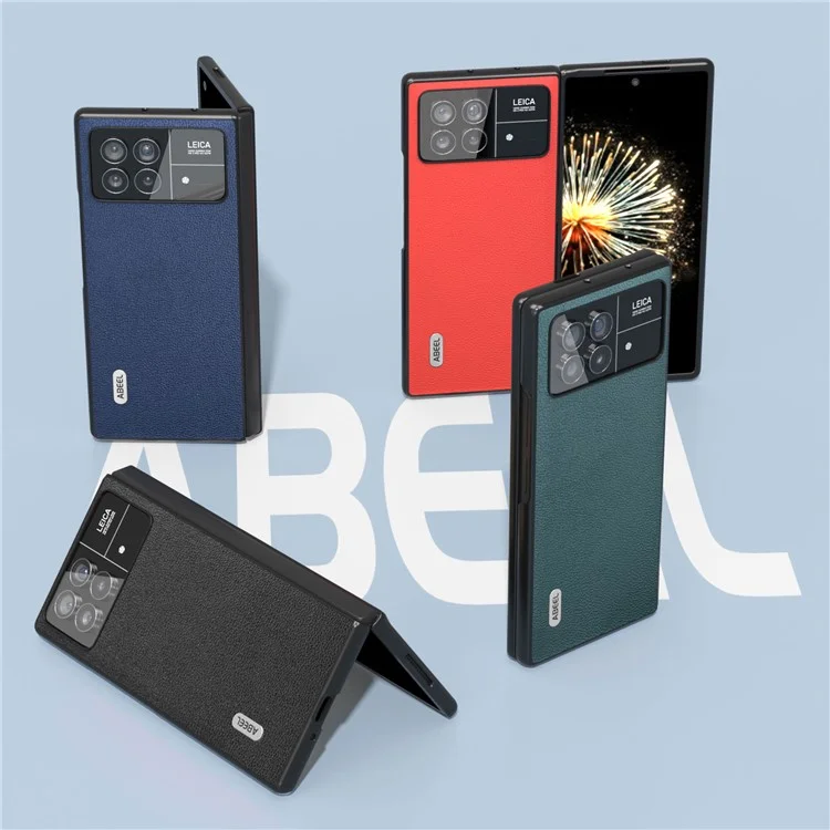 ABEEL Para Xiaomi Mix Fold 3 5G Genuine Cow Leather + PC Phone Case Litchi Texture Shockproof Protection Cover - Black