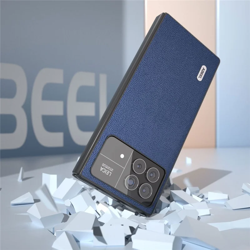 ABEEL For Xiaomi Mix Fold 3 5G Genuine Cow Leather + PC Phone Case Litchi Texture Shockproof Protection Cover - Blue