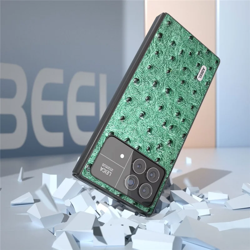 ABEEL For Xiaomi Mix Fold 3 5G Genuine Cow Leather + PC Cover Ostrich Texture Foldable Phone Case - Green