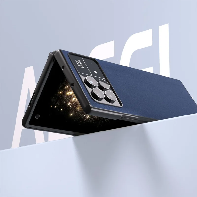 ABEEL For Xiaomi Mix Fold 3 5G Genuine Cow Leather + PC Phone Case Nappa Texture Folding Shockproof Cover - Blue