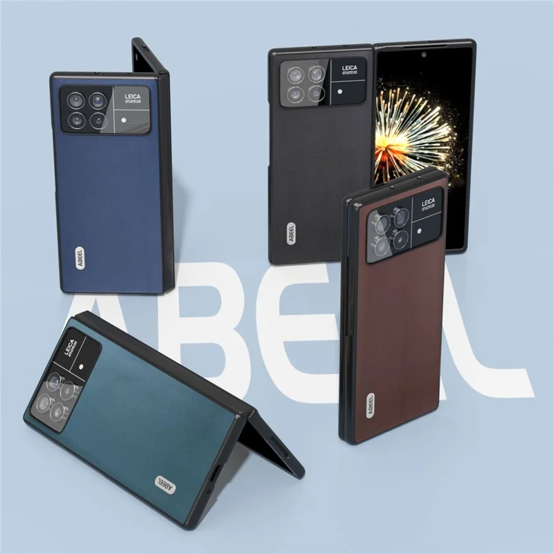 ABEEL For Xiaomi Mix Fold 3 5G Genuine Cow Leather + PC Phone Case Nappa Texture Folding Shockproof Cover - Blue